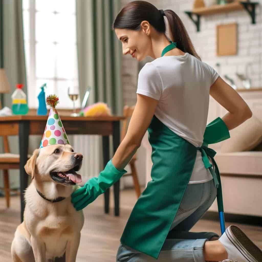 собака и уборщица, клининг для животных